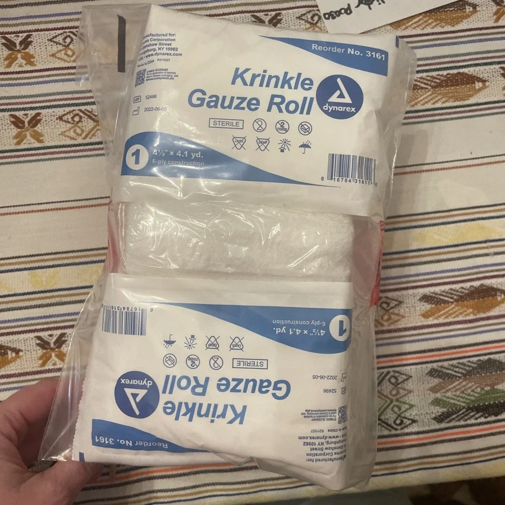 NEW | Dynarex #3161‎ Krinkle Sterile Gauze Roll | 4.5